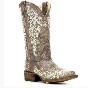 Corral Ladies Crater Bone Embroidered Boots